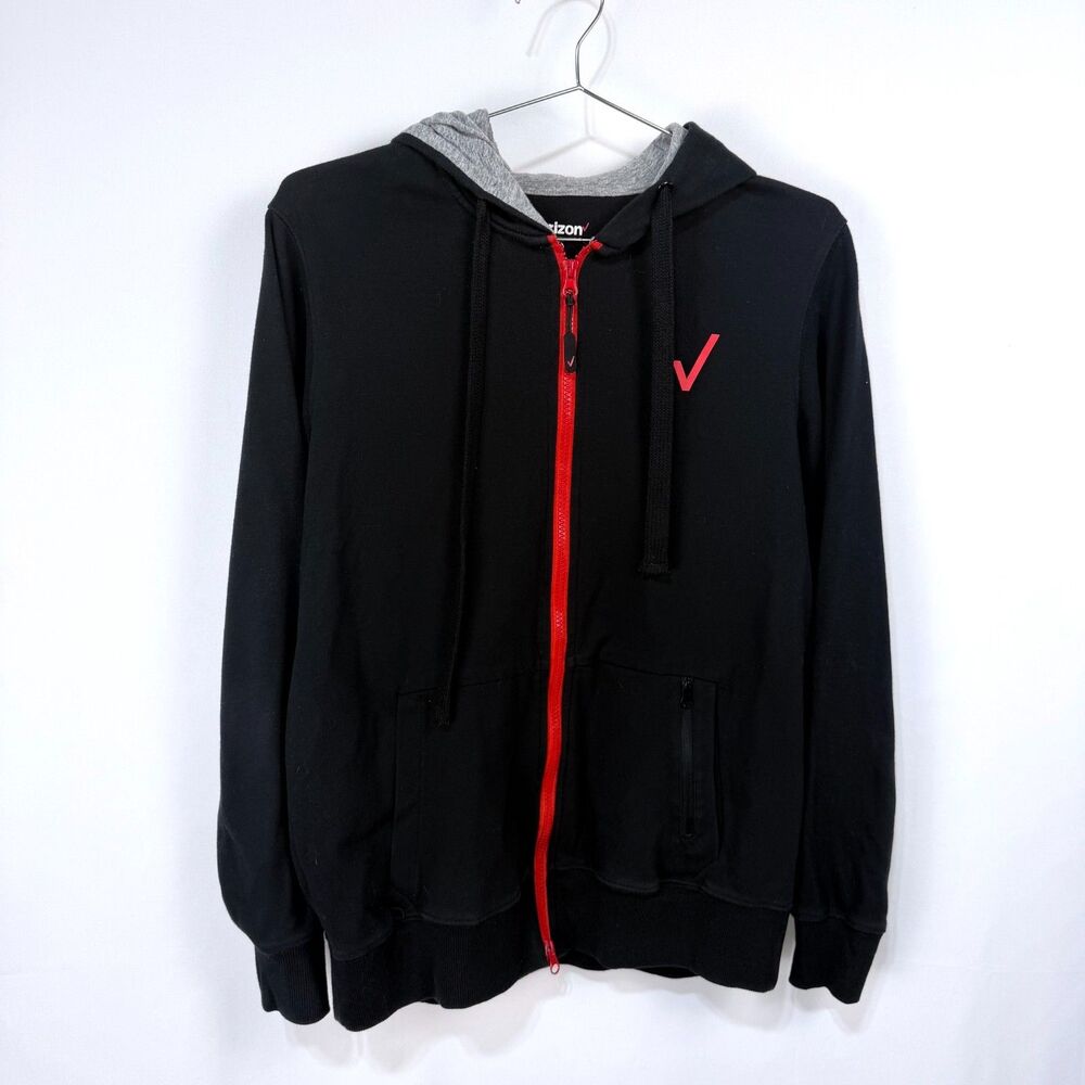 Verizon Hoodie Jacket Adult Size X Small Black Full Zip Employee Long Sleeve